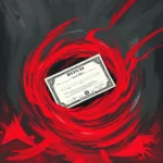 Niedokończony papier wartościowy z nadrukowanym tekstem "BOND Credit Offer" jest otoczony wirującą, agresywną, czerwoną linią.